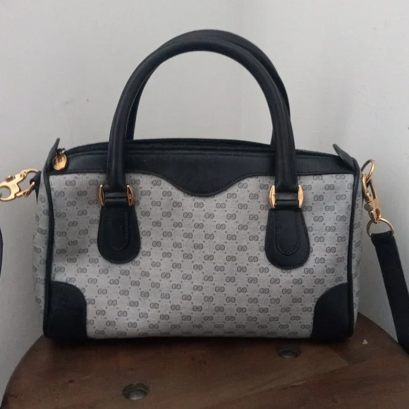 Authentic Vintage Gucci GG Monogram Micro Guccissima Boston Doctor Shoulder Bag - Picture 3 of 11